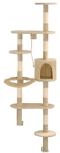 vidaXL Katzen Kratzbaum Sisal 194cm Beige Wandkratzbaum Katzenbaum Kletterbaum