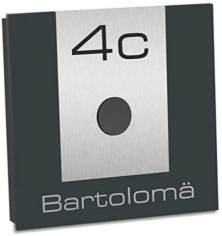 Aufputz Funkklingel Edelstahl Pulverbeschichtet Anthrazit RAL7016 SUPER FLACH 120x120x8mm, Funk Haustürklingel 400m Reichweite und 52 Melodien