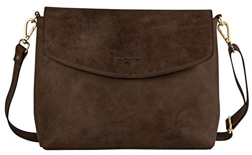 HOLZRICHTER Berlin Umhängetasche No 1-3 (L) schokoladenbraun - Elegante Handtasche & Schultertasche handgefertigt aus Premium-Leder…