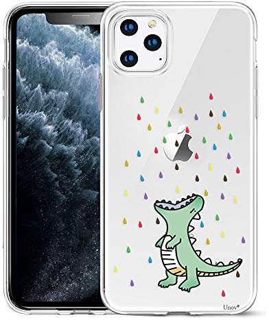 Unov Case Compatible with iPhone 11 Pro Case Clear with Pattern Slim Protective Soft TPU Bumper Embossed Design Shock Absorption 5.8 Inch (Rainbow Dinosaur)
