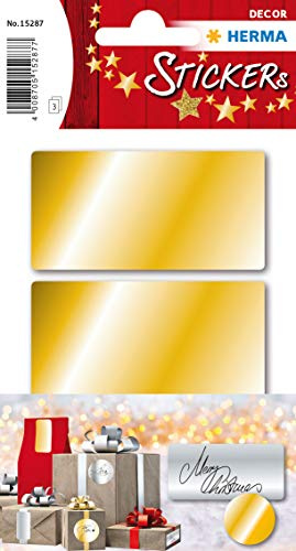 HERMA 15287 Aufkleber Weihnachten Gold, 9 Stück, 34 x 67 mm, Verschlussetiketten für Geschenke, Punktaufkleber Klebepunkte für Weihnachtsdeko Adventskalender Winter Dekoration Briefe DIY Basteln