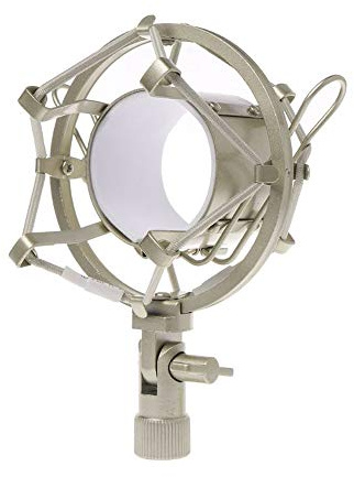 Supmico Montura Antichoque de Micrófono anti vibración suspensión studio clip soporte montaje para 48mm-60mm diámetro Micrófono de condensador Plata