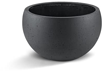 Luca Lifestyle Pflanzkübel Grigio Elena Anthrazit Rund Fiberglas *5 Jahre Garantie* - 50x50x31 cm - Premium Qualität - F1513