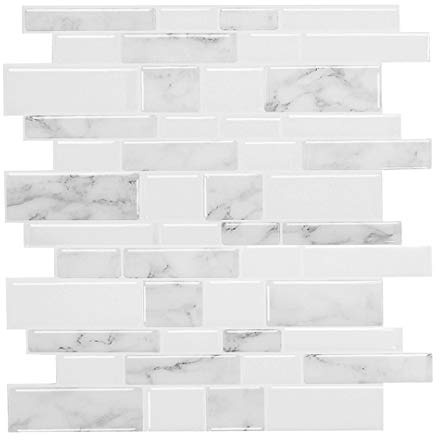 WalDecoo Marmor Peel and Stick Backsplash für Küche, dickeres Design, selbstklebende Wandfliesen zum Aufkleben, Marmoroptik dekorative Fliesen (10 Fliesen, 30,5 x 30,5 cm)