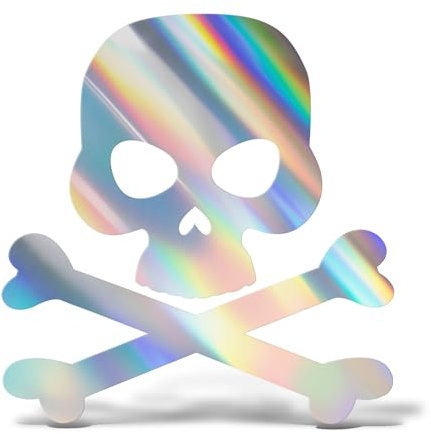 ERREINGE Sticker TESCHIO PIRATA OLOGRAFICO Adesivo prespaziato in PVC per Decalcomania Parete Murale Auto Moto Casco Camper Laptop - cm 12