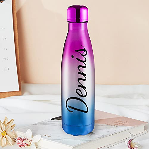 VEELU Bouteille d'eau Personnalisée Prenom en Acier Inoxydable Isotherme, Gourde Inox Réutilisable sans BPA isolé à Double Paroi Gourde étanche pour le Sport Bicyclette Les Enfants de Plein Air