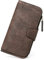 CLUCI Portefeuille Femme Cuir Souple Porte Feuille Feminin en Longue Monnaie Portefeuilles Femme Grande Capacite Credit Carte Café