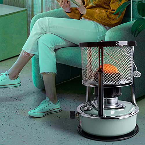 Petroleumofen für Innenräume mit Einstellbarer Petroleum Heizung, mit 6 Baumwollkerne, 1S Schneller Temperaturanstieg,Ideal für Indoor, Outdoor Camping, Büro, Grün