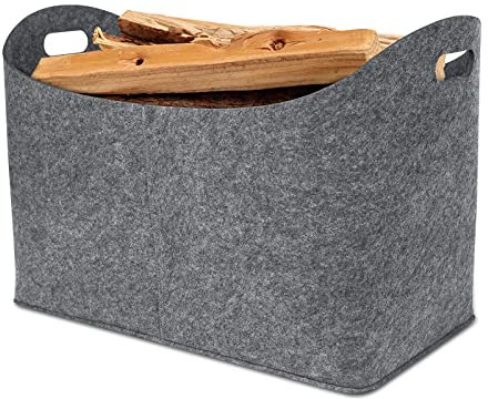Froadp 2 Stück Filztasche Filzkorb für Kaminholz Einkaufstasche aus Filz Multifunktionale Filztaschen Shopper Faltbare Kaminholzkorb mit Verstärkten Griffen Tragfähigkeit Bis zu 60kg (Hellgrau)