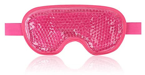 NEWGO Cooling Eye Mask for Puffy Eyes, Reusable Hot Cold Therapy Gel Cold Eye Mask for Migraine, Headache, Dark Circles, Dry Eyes, Swollen Eyes, Sinus Pain-Rose Red