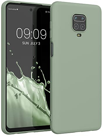kwmobile Funda para Xiaomi Redmi Note 9S / 9 Pro / 9 Pro MAX Carcasa - Ultrafina de TPU y Silicona con Bordes elevados anticaídas - Gris Verdoso