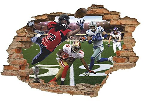 American Football 3D Wandtattoo, Gridiron Football abnehmbarer Wandaufkleber