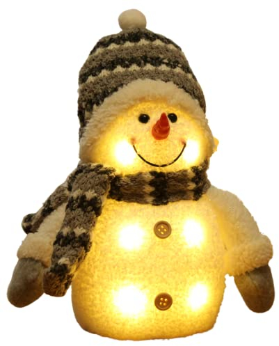 Bambelaa! Schneemann Coldy Deko LED Figuren Weihnachten Klein Grau Weiß Beleuchtet Innen Weihnachtsdeko Winter