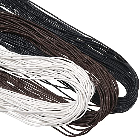 TOAOB 105 Meter Filo Cerato Nero Marrone Bianco 1.5 mm Cera Cotone Cordino Fili Cerati per Braccialetti Collane Bracciali Fai da Te Decorazione Artigianale