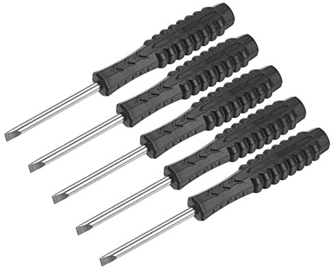 sourcing map Mini Slotted Screwdriver, 4.0mm Flat Head with Non-Slip Handle for Small Appliances, 5 Pcs