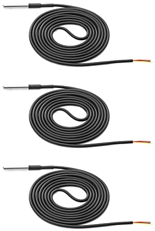 QWORK® 3 Stück Temperaturfühler, Edelstahl Temperatursensor, 2 m Sensor Kabel, Temperatur -55 ° C bis + 125 ° C