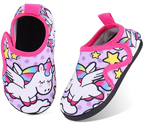 TIZAX Escarpines de Baño para Niñas Zapatos Verano de Agua Antideslizante de Secado Rápido Calcetines Descalzo para Playa Piscina Natación Morado 31/32