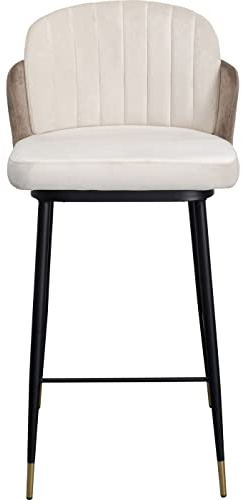 Kare Design Barstuhl Hojas, Beige, Esszimmerstuhl, Samtoptik, 99x50x51cm (H/B/T)