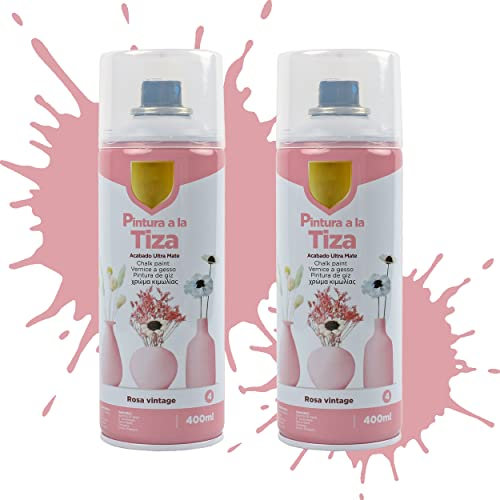 Etrexonline Pintura en Spray Ultra Mate a la Tiza, Chalk Paint Spray, Ideal para Metal,Madera y Cerámica, Acabado de Estilo Vintage -Colores Rosa Vintage (400ml, 2 Unidades)