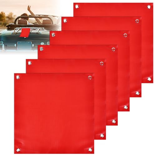 6 Stück Rote Fahne: Wetterfest Warnfahne Warnflaggen Warntafel Warnfahne für überhängende Lasten rot Warnfahnen nach StVO, 30 x 30 cm