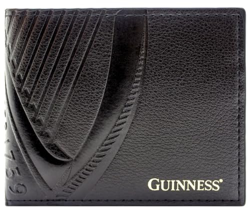 Hops Est 1759 St James's Gate Geprägtes Harfen-Druck Geldbörse/Geldbeutel Bi-Fold Münzfach, ID & Kartenhalter, Schwarz