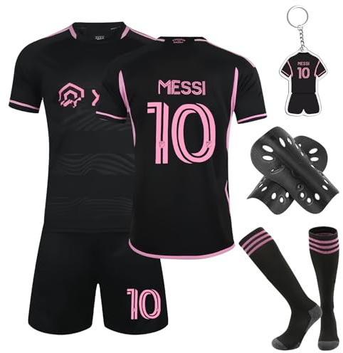 Heartsking Fußball Trikot Kinder Set, 23/24 Heimtrikots/Auswärtstrikots Trikot Jungen,Fussball T-Shirt Shorts, Football socken, Knieschützer Set und Fußbälle Jersey Schlüsselanhänger