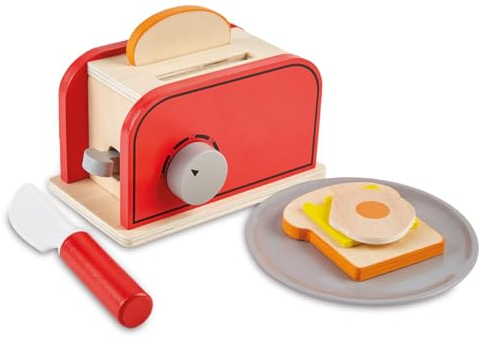 JOCCA - Tostadora de Juguete de Madera con Accesorios para Niños Niñas| Montessori|Complementos Desayuno Infantil| Más de 2 Años| Juguete| Regalo Niño Niña| Electrodoméstico de Juguete