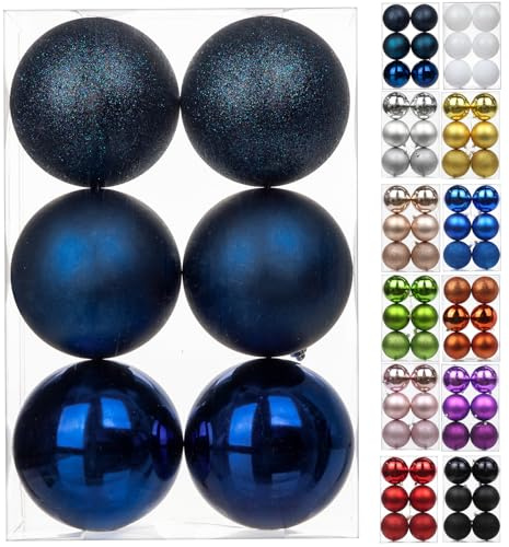 10CM Weihnachtsdeko Weihnachtskugeln, 6 Stücke Bruchsiche Christbaumkugeln Ornamente Weihnachtsbaumschmuck für Weihnachtsbaum Christbaumkugeln Weihnachtsdekoration Kugeln