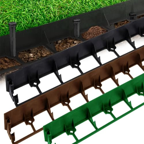 10m - Rasenkante + Nägel - BRAUN / 78mm hoch - Beeteinfassung Beetumrandung Raseneinfassung Pflastersteine Mähkante