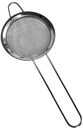 PARENCE.- Feinmaschiges Sieb aus Edelstahl - Küchensieb mit 8 cm Durchmesser - Unverzichtbares Werkzeug zum Backen und Backen, Gris