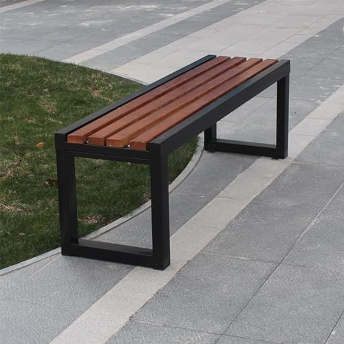 Gartenbank Holz Wetterfest Gartenbank Metall Modern Parkbank Bank Gartenmöbel für Balkon Terrasse Garten Ohne Rückenlehne Oder Armlehnen (Color : Brown, Size : 100cm)
