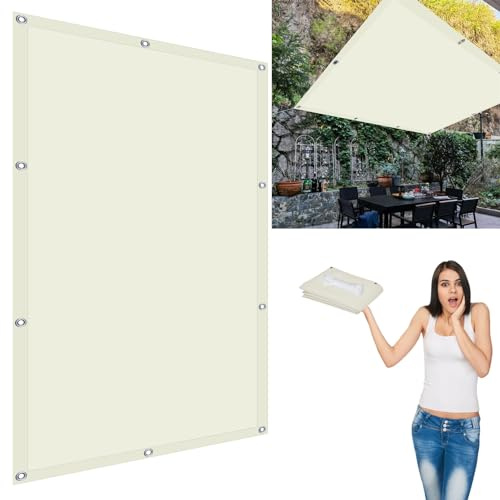 Sonnensegel Quadratisch 1.8 x 3.3 m Sichtschutz mit Seilen und Befestigungs Kit für Außenbereich,Garten, Elfenbein