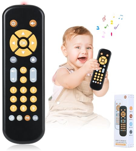 Baby TV-Fernbedienung Spielzeug ab 6 12 18 Monate, Baby Spielzeug ab 1 2 Jahre, Musikspielzeug Klangspielzeug (B-mit Musik) Ohne Transparente Silikon-Fernbedienungshülle