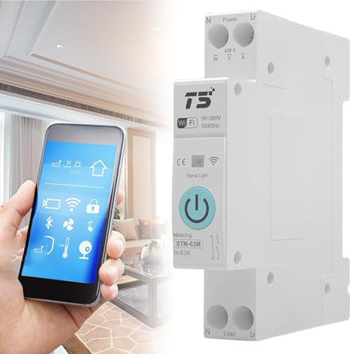 Disjoncteur WiFi Smart 1P - Télécommande pour rail DIN - Smart Life WiFi 1P - Rail chapeau pour maison intelligente - Interrupteur à télécommande sans fil (avec mètre 1 ~ 63 A)