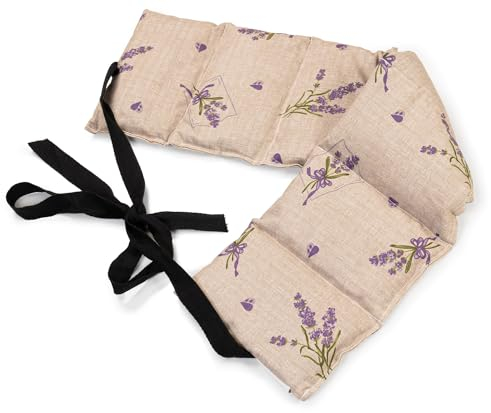 Lavendel + Leinsamen Wärmekissen 7-Kammer mit Band, 65x15 Landhausstil Romantik - Wärmekissen - Körnerkissen Rücken Wärme & Kälte