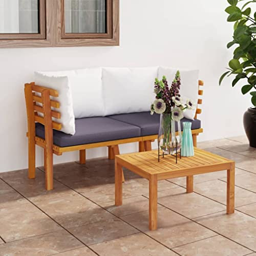 HEFZGDB 2-Sitzer-Gartensofa mit Kissen Massivholz Akazie Lounge Sofa Terrassenmöbel Outdoor Sofa Geeignet für Garten, Terrasse, Pool.