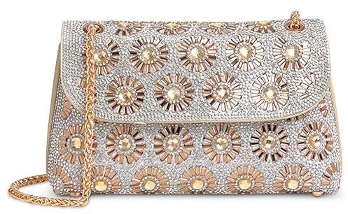 DEEVORCA Borsa a Tracolla da Donna Moda Con Cinghia a Catena e Strass - Messenger Impermeabile in PU per Festa, Shopping e Viaggio - Oro