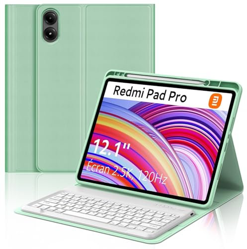IVEOPPE Cover Redmi Pad Pro 12.1 con Tastiera, Tastiera Redmi Pad Pro 12.1, Custodia con Tastiera Italiano Bluetooth Staccabile per Xiaomi Redmi Pad Pro 12.1 2024, Erba Verde