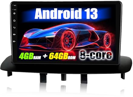 8 Core 4+64G SIXWIN Android 13 Autoradio con CarPlay/Android Auto/DSP per Renault Megane 3 Export 2009-2014, 9 HD Navigatore GPS WiFi Bluetooth 5.0 USB FM RDS Radio Mirror Link +32 band EQ