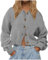 Strickjacken Damen Einreihig Einfarbig Sweatjacke Gestrickt Cardigan Rundhals Grobstrick Waffeloptik Strickjacken Elegant Vintage Pullover In Kastenform Locker Oberteil
