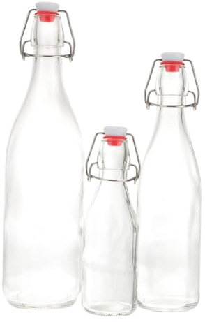 3pcs Sealed Bottle Wine Swing Bottle Airtight Brewing Bottle Airtight Clip Top Jars Hydro Jug Water Bottle Clear Wine Bottles Beverage Swing Bottle Clip Top Preserve Bottles Glass Cold Water Bottle Ic