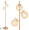 COSTWAY Lampadaire sur Pied Salon, Lampadaire à 3 Globes avec Abat-jour, Interrupteur au Pieds, Lampe sur Pied, 3 Culots d’ampoules E27, Poteau en Métal, pour Salon Chambre, Or