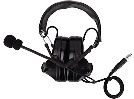XTevu Auriculares militares, auriculares con cancelación de ruido, pastilla electrónica, auriculares militares con enchufe de 7,1 mm con auriculares PPT U94 para teléfono móvil de 3,5 mm (Negro)