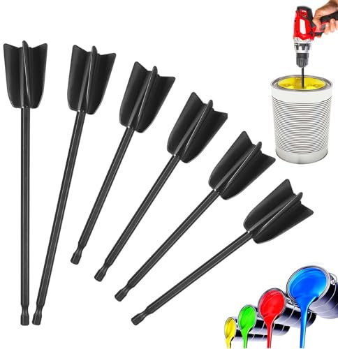 6 Stück Epoxidharz Rührer, Farbrührer Epoxidharz Mischpaddel, Epoxidharz Rührstab für 1/4 Bohrer, wiederverwendbarer Farbmischer für Epoxid, Silikonmischen, Malen, Keramikglasur