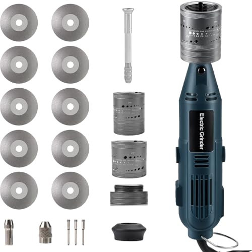 Wolfram Elektrodenschärfer-Set für WIG-Schweißen, 180W WIG Rotations Schleifgerät mit 10 Schleifscheiben, 6 Größen 8 Winkel-Schleifkopf, Wolfram-Nadelgreifer und 3 CNC-Dornen, EU-Stecker