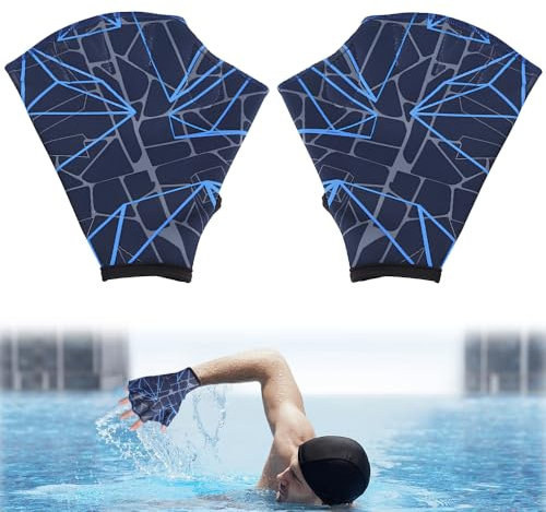 Casenly Aquatic Handschuhe, Schwimmhandschuhe Fingerlose Wasserhandschuhe Einstellbare Tauchhandschuhe Schwimmflossen für Herren Handflossen Erwachsene für Wasserfitness Surfen Sport, 18 x 17.5 cm