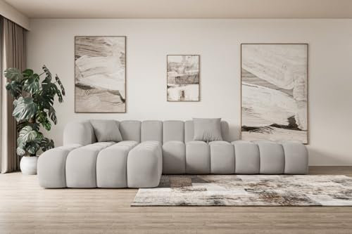 ALTDECOR Ecksofa in L-Form Corner Sofa Bett Eckcouch Couch Wohnlandschaft Cauchsofa Olea-L2-309x190x70 cm Hellbraun