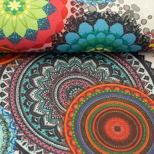 Beschichtete Baumwolle ALSFELD | bunte Mandalas | Ökotex | ab 50x140cm | Meterware