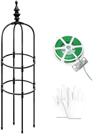 Rankhilfe Obelisk Metall 60cm 90cm 120cm 150cm 180cm Rosen Rankgitter Metall Rostfrei Für Kletterpflanzen Rosen Clematis 20 25 28cm Ø Rankturm Für Tomaten Gurken(Schwarz,28x150cm)