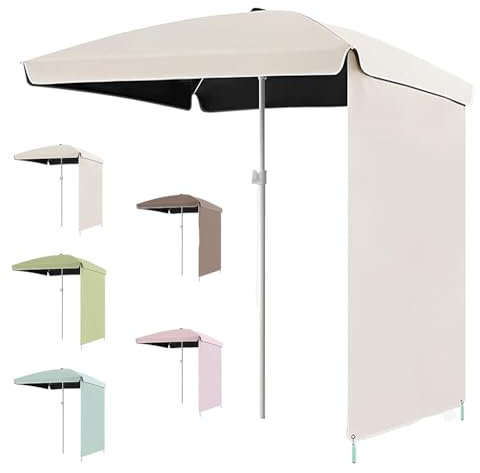 ZYXQQJ Ombrellone da Spiaggia Portatile Ø 200cm Ombrellone da Giardino con Tendina Laterale Ombrellone da Esterno per Patio Piscina Mercato Tavolo(Apricot,160cm)
